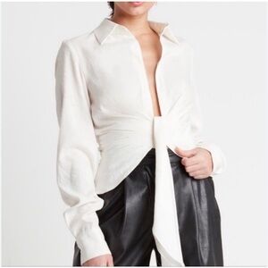 Choosy Winter White Scoop Neck Long Sleeve Button Close Blouse Size 18